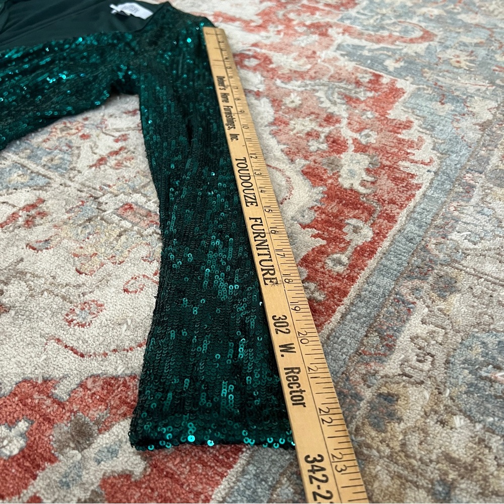 Badgley Mischka Womens Size 10 Sequin Wrap Sexy Emerald Green Short Mini Dress - Picture 7 of 9